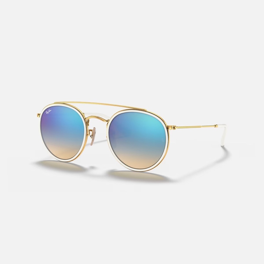 Ray Ban Blue Round Double Bridge Sunglasses